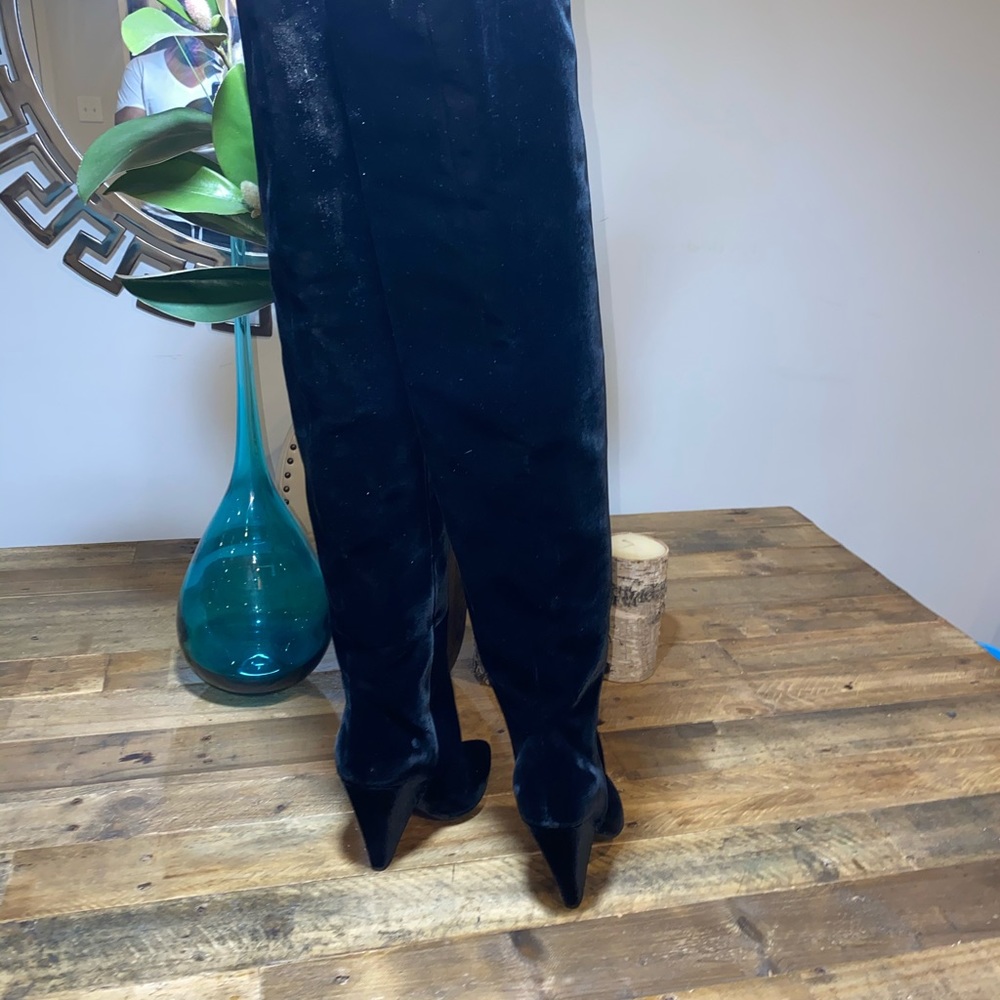 Saint Laurent Niki Velvet Thigh High Boots - Picture 6 of 8